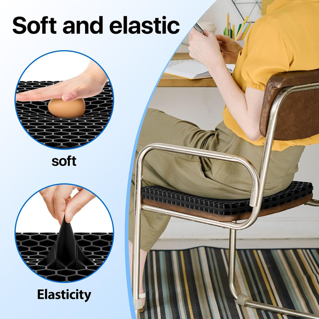Gel Seat Cushion, Cooling Thick Big Breathable Honeycomb Design Absorbs Pressure Points Seat Cushion with Non-Slip Cover for Office Chair…