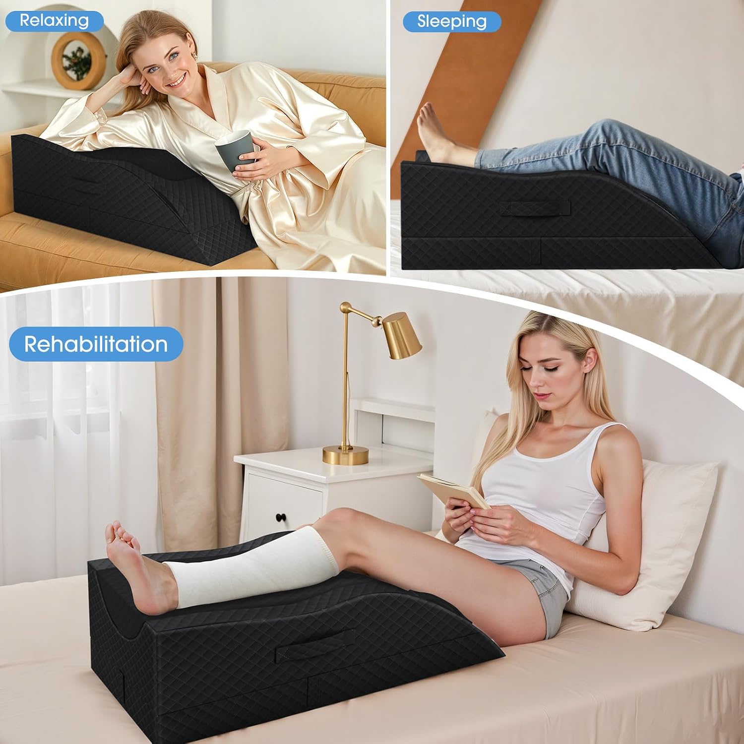 TranquilRelax TranquilRelax Leg Pillow, Leg Elevation Pillow with Pad and Memory Foam, Height Adjustable Bolster Pillow for Legs, Le…
