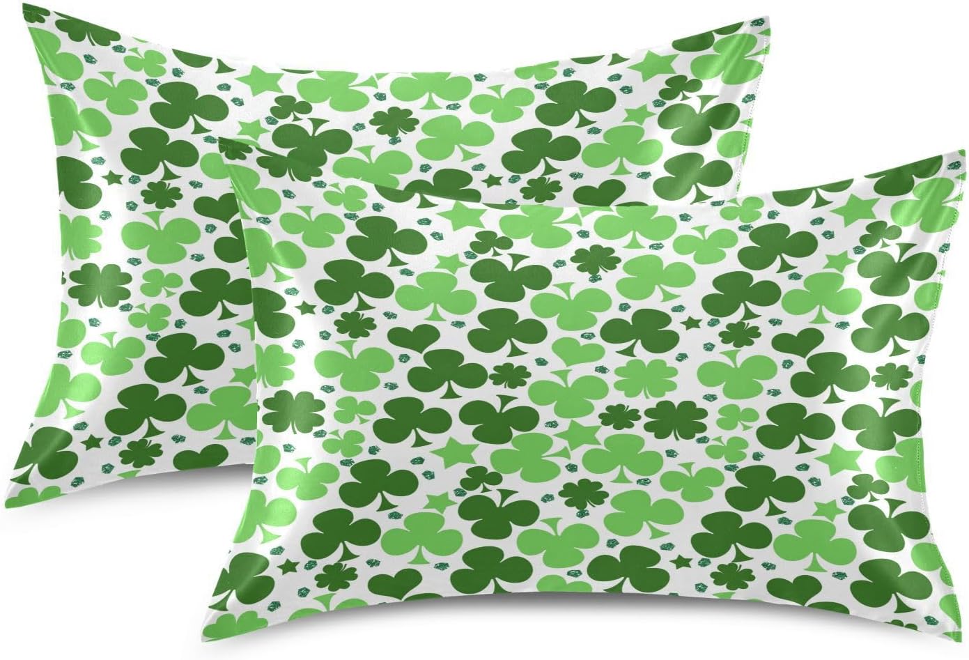 YETTASBIN St. Patrick's Day Clover Satin Pillowcase, Soft Breathable Silk Pillow Case with Envelope Closure for Hair and Skin, Standard…