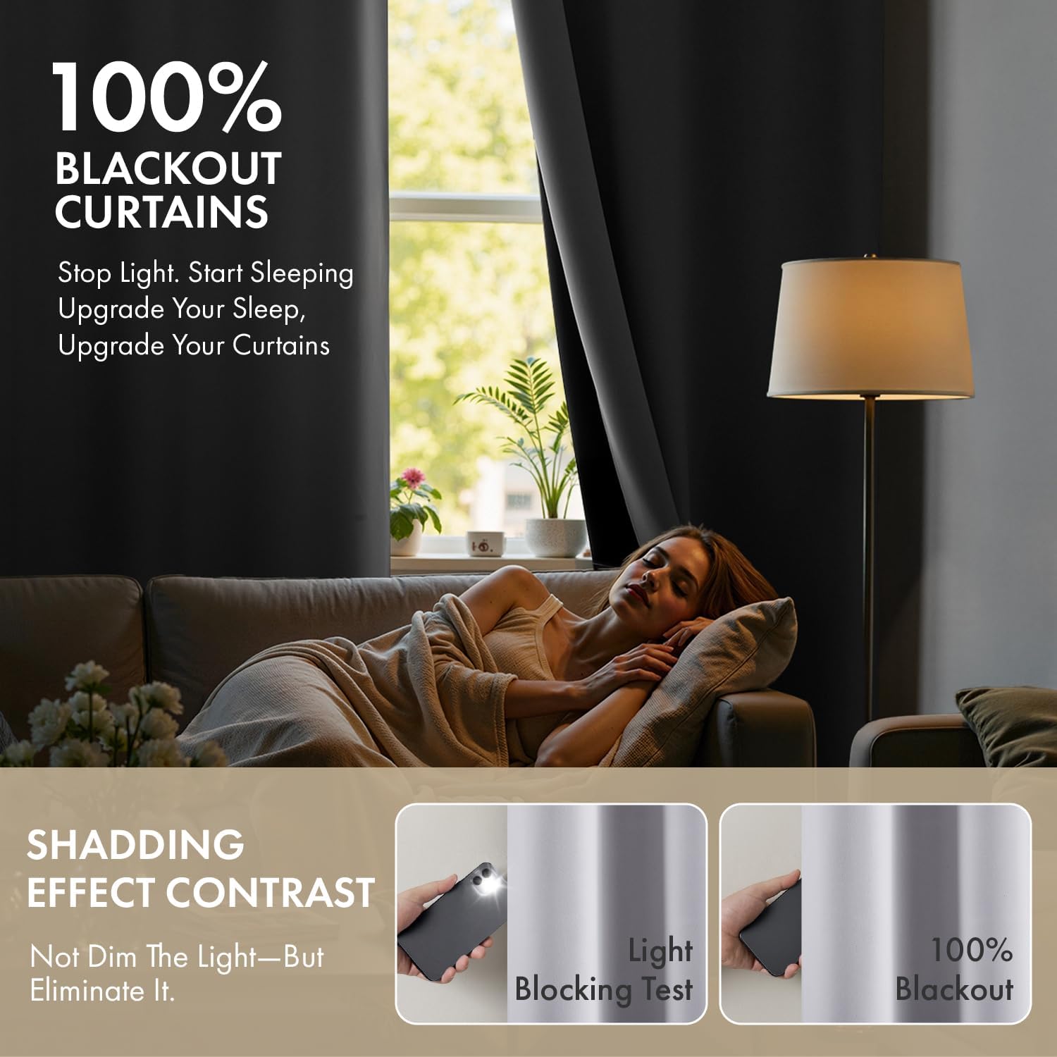 Miulee 100% Blackout Curtains for Bedroom 45 Inch Length, 2 Layers Thermal Insulated Short Window Curtains with Black Liner, Noise Reducing…