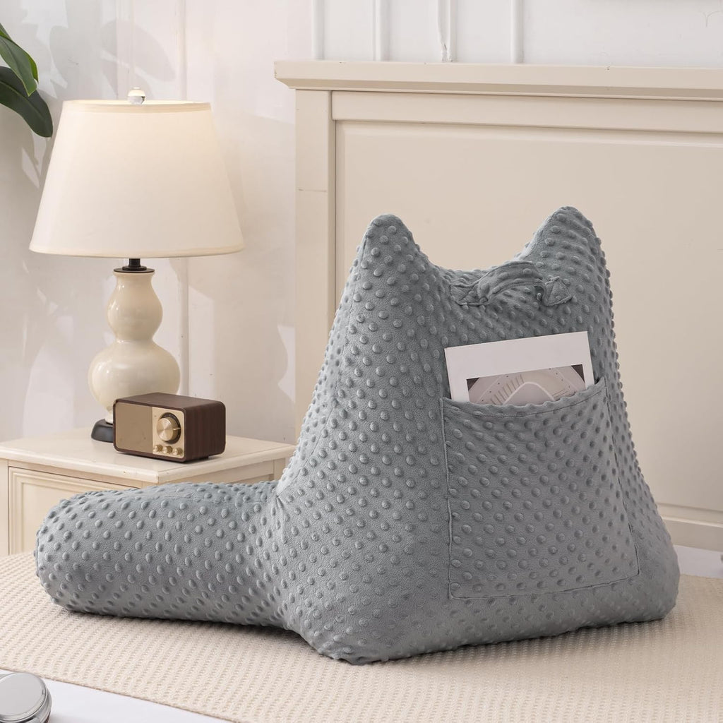 Reading Pillow for Kids Sitting in Bed Couch Adult, Back Pillow for Bed Sitting Up, Back-Rest Support Cushion with Pockets and Arms…