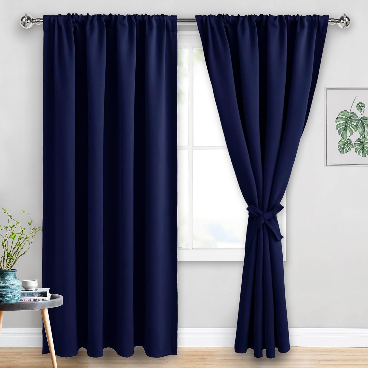 Jiuzhen Blackout Curtains for Bedroom - 60 Inch Extra Wide Thermal Insulated Room Darkening Privacy Soundproof Curtains for Living Room, Se…