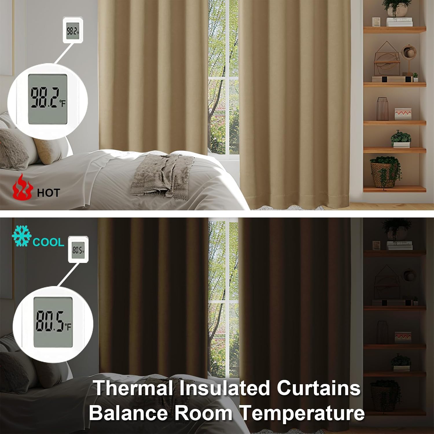 Simplebrand Ava Blackout Curtains for Patio 108 Inches Long 2 Panels Set, Solid Thermal Insulated Room Darkening Rod Pocket Window Treatmen…