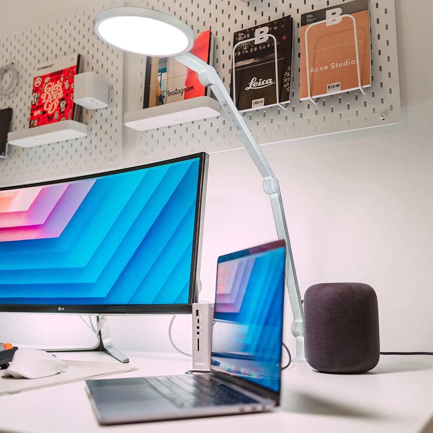 LUME CUBE Edge 2.0 LED Desk Lamp | Dimmable Home Office Desk Light with USB Charging Port & Strong Swing Arm | Adjustable Color…