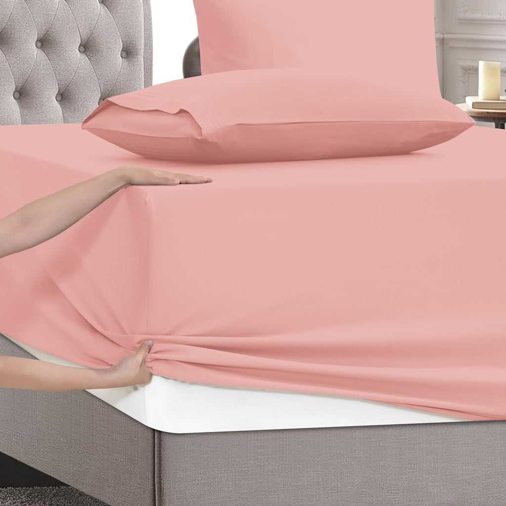 MocassiLuxuryBedding Mocassi Twin XL Size 4-Piece Bed Sheet Set - 1800 Hotel Quality Microfiber 18-24 Inches Extra Deep Pocket Fitted Sheet…