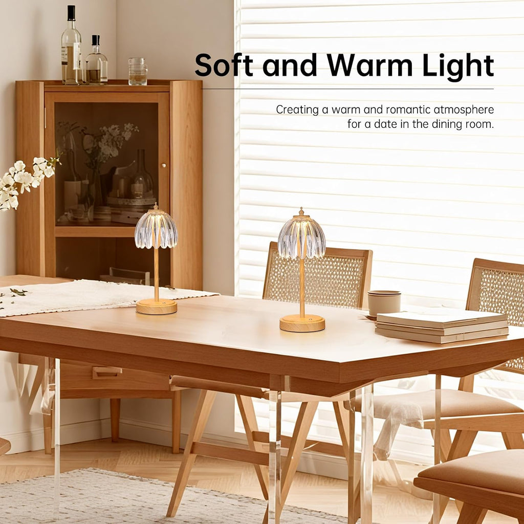 Shenmoyl Tulip Table Lamp with 5200mAh Battery & Touch Control, Small Cordless Table Lamp with 3 Colors, Rechargeable Battery Operated…