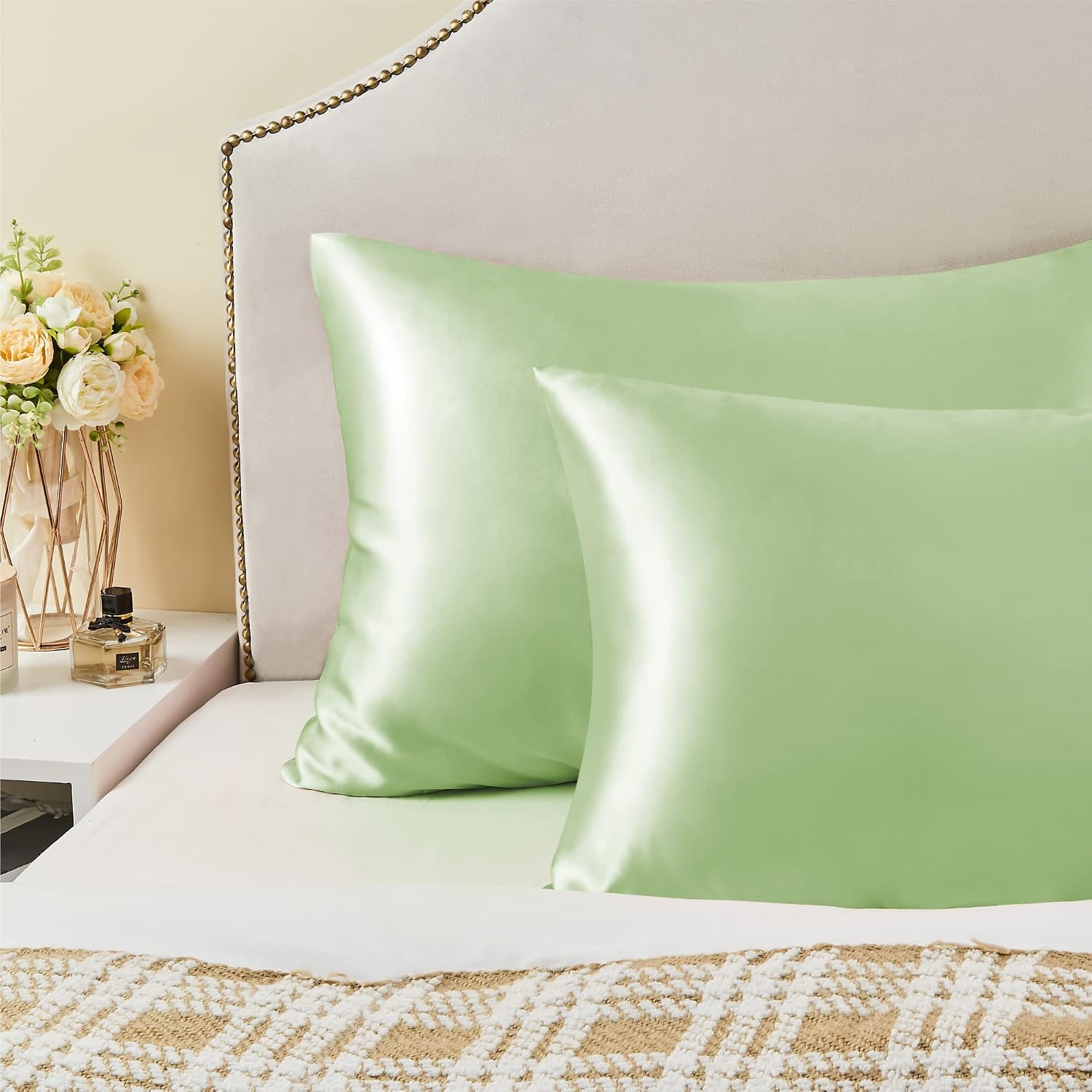 Bedelite Satin Pillowcase for Hair and Skin, Super Soft and Cooling Similar to Silk Pillow Cases 2 Pack with Envelope Closure, Gift for Wom…
