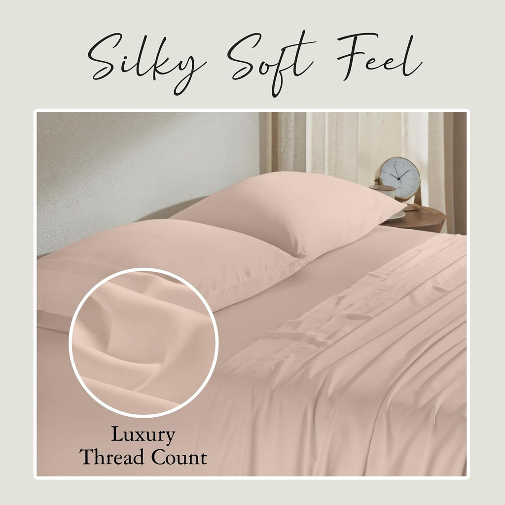 KARISSA MAE Pure Viscose from Bamboo California King Size Sheet Set | 100% FSC Certified | Luxuriously Soft | Cooling | 18" Deep Pocket…