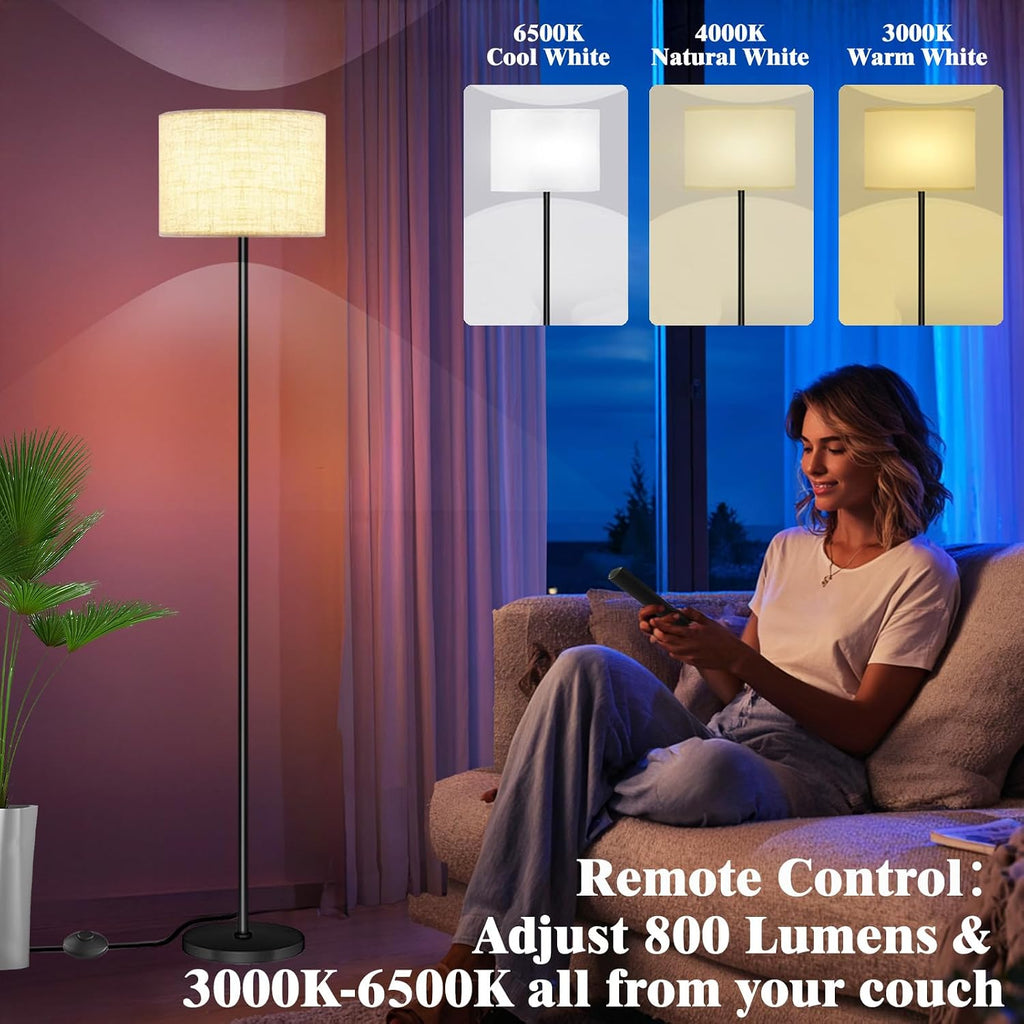 Qaubauyt Smart LED Floor Lamp with APP Control & RGB Colors - Dimmable Standing Lamp for Living Room, Bedroom, Gaming - Remote, Timer, 9W…