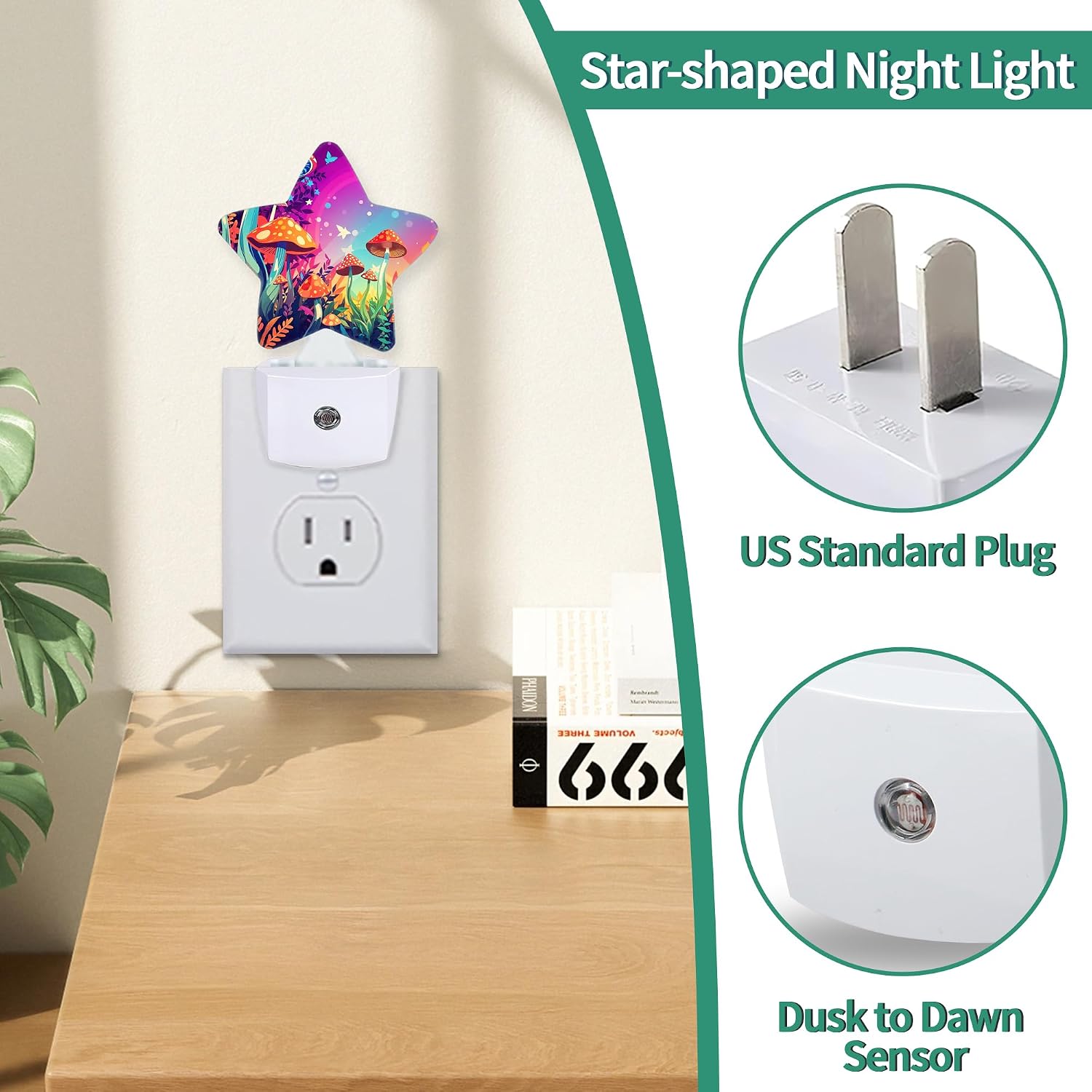 Magic Mushrooms Star Night Light Plug in, Decorative Night Light for Kids Room Nursery Bedroom, Soft Glow Sensor Lamp for Hallway…