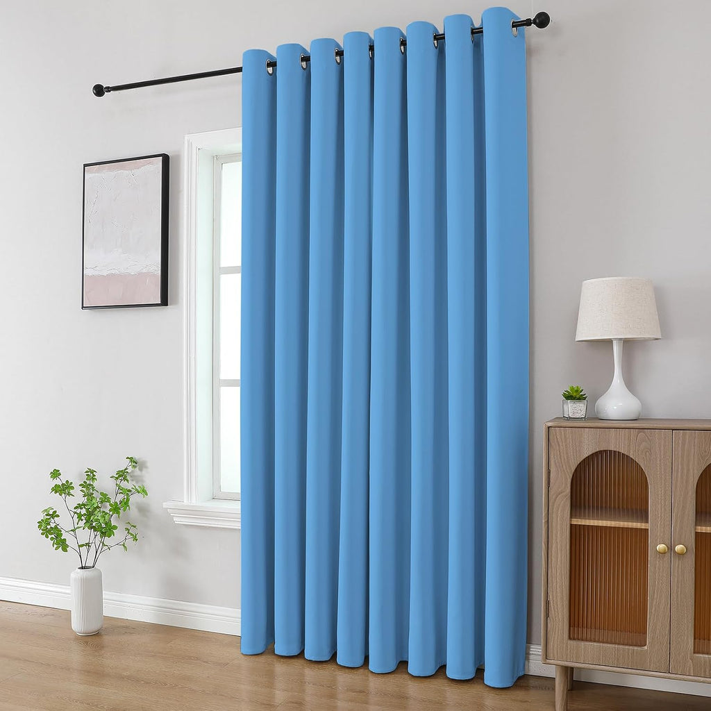 CUCRAF Custom Light Blue Blackout Curtains 1 Panel Set, Thermal Insulated Grommet Room Darkening Curtain for Living Room Bedroom, Light…