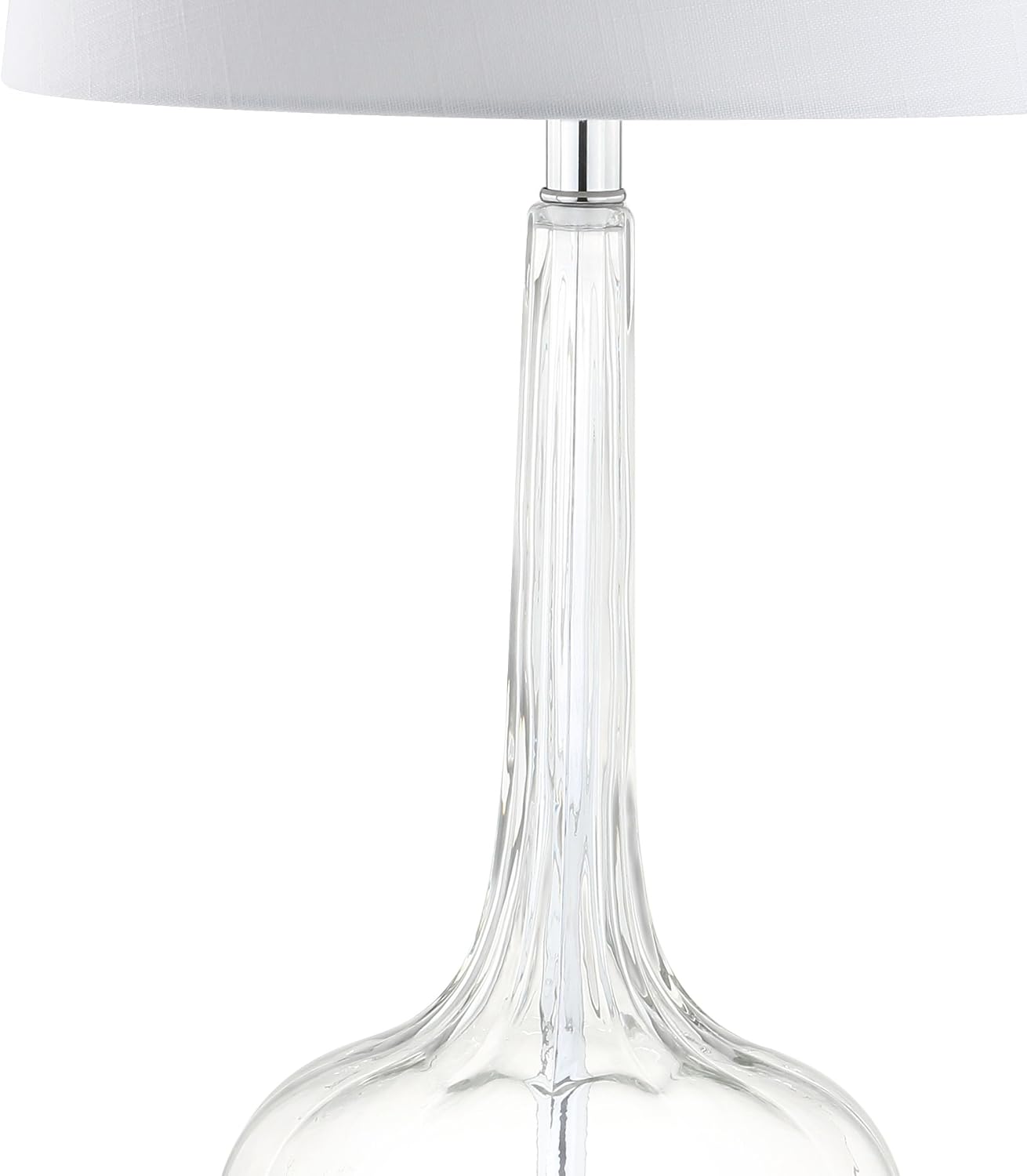 JONATHAN Y 28.5" Clear Glass Teardrop LED Table Lamp Set of 2 for Living Room Bedroom Nightstand, White Linen Shade Modern Transitional…