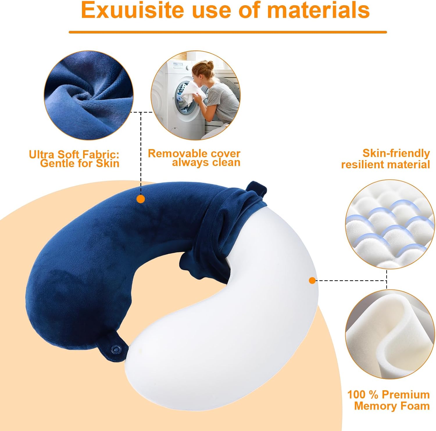 Travel Pillow,100% Pure Memory Foam U Shaped Neck Pillow, Super Lightweight Portable Headrest Great for Airplane, Car, Home, Office, Sleeping…