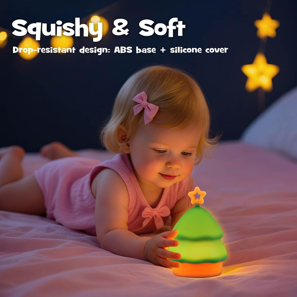 Squishy Christmas Tree Night Light with RGB Modes Dimmable Nursery Breastfeeding Nightlight Hangable Cute Christmas Lamp Novelty…