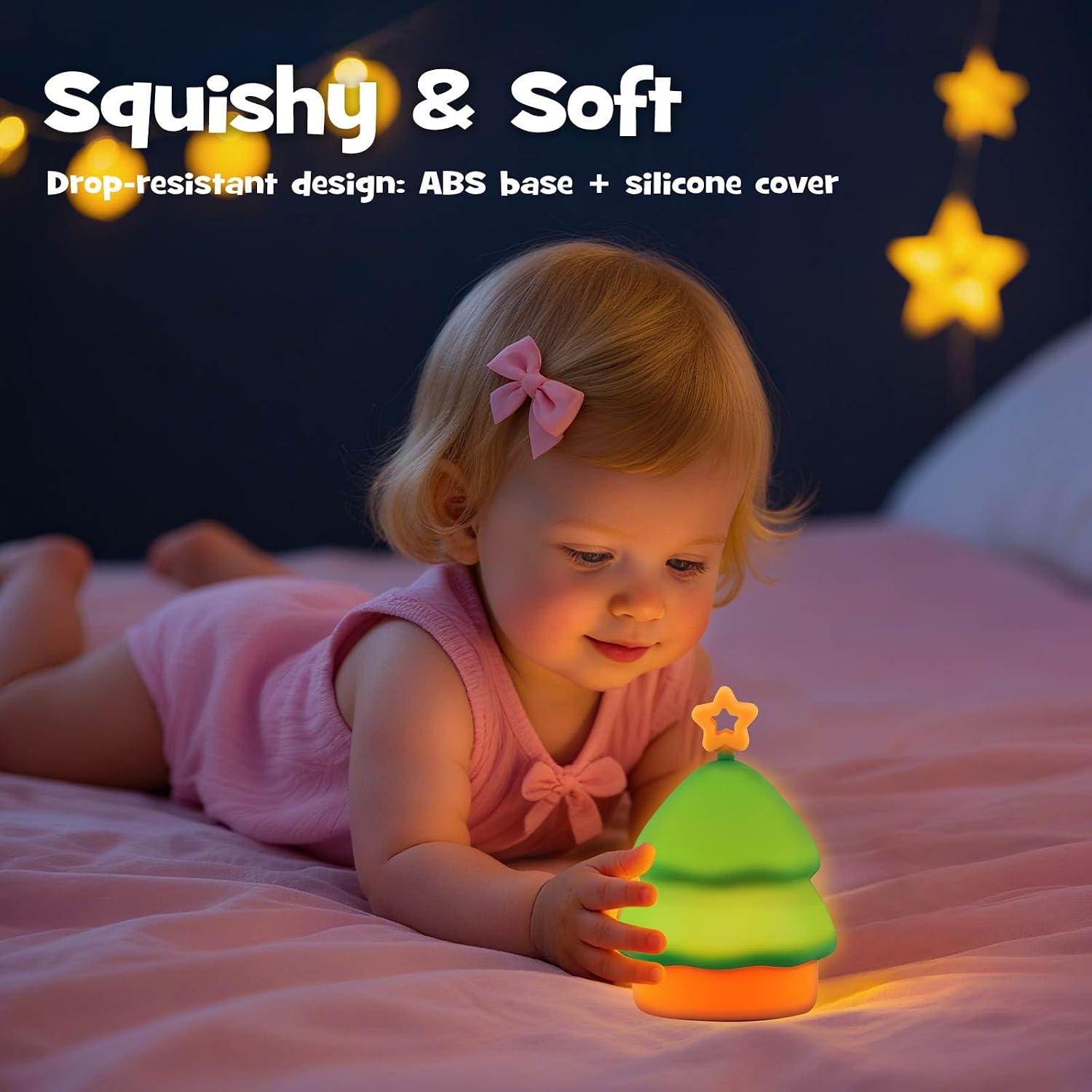 Squishy Christmas Tree Night Light with RGB Modes Dimmable Nursery Breastfeeding Nightlight Hangable Cute Christmas Lamp Novelty…