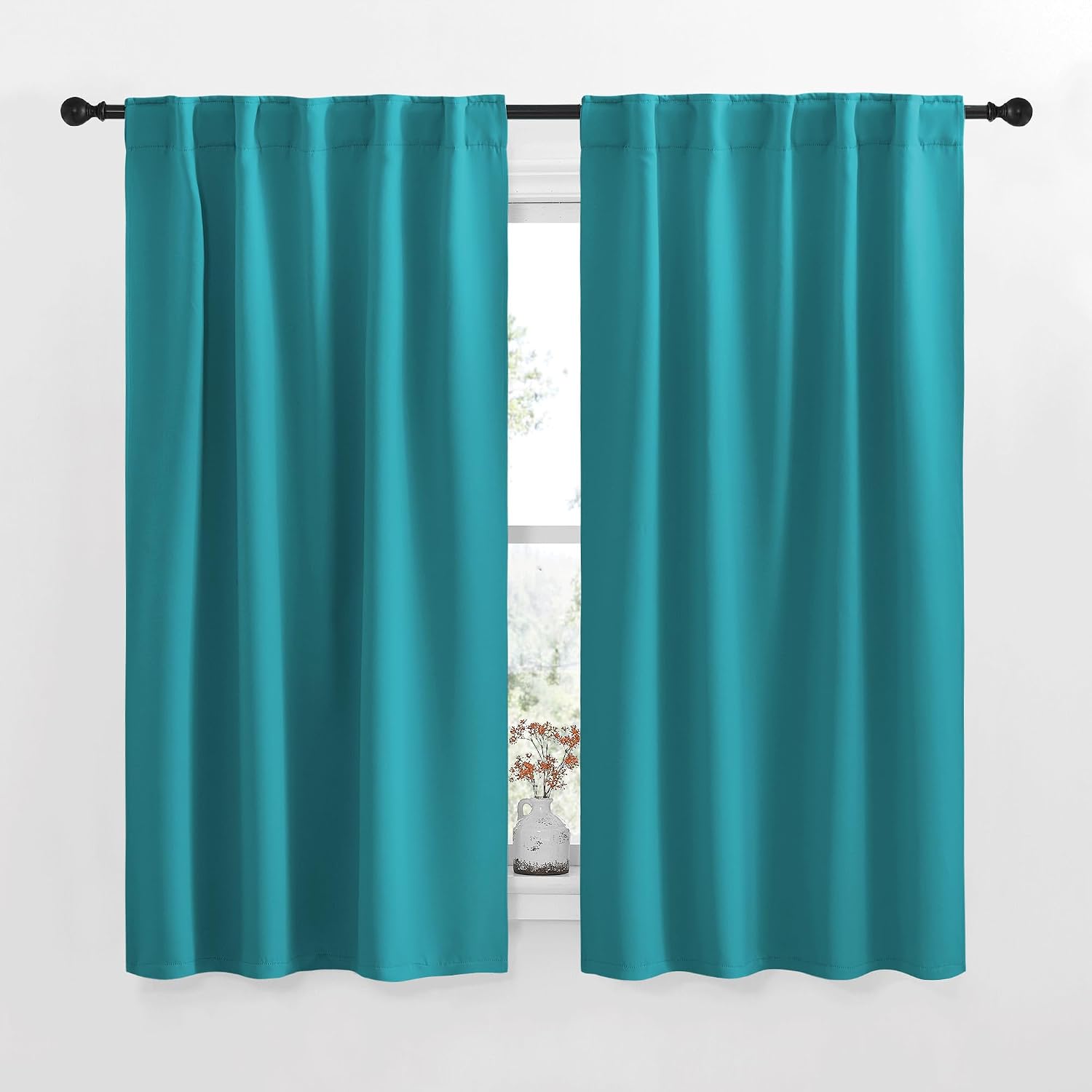 NICETOWN Blackout Curtain Panels for Living Room - (Peacock Blue Color) 34x63 Inch, 2 Panels Set, Thermal Insulated Room Darkening…