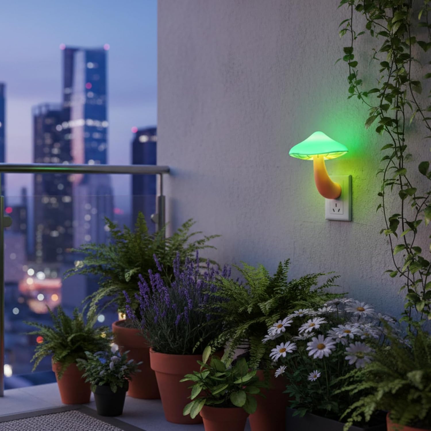 AUSAYE 4 Pack Plug in Night Light, Mushroom Light LED Nightlights for Kids, Adults, Bedroom, Bathroom, Hallway, Stairs, Kitchen Green