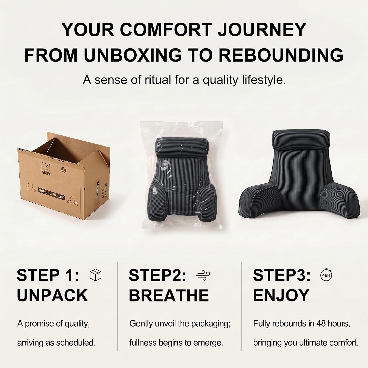 Ailuteie Corduroy Reading Pillow for Sitting Up in Bed, Bed Rest Backrest Pillow with Arms, Low Back Support Cushion with Side Pockets & Wa…