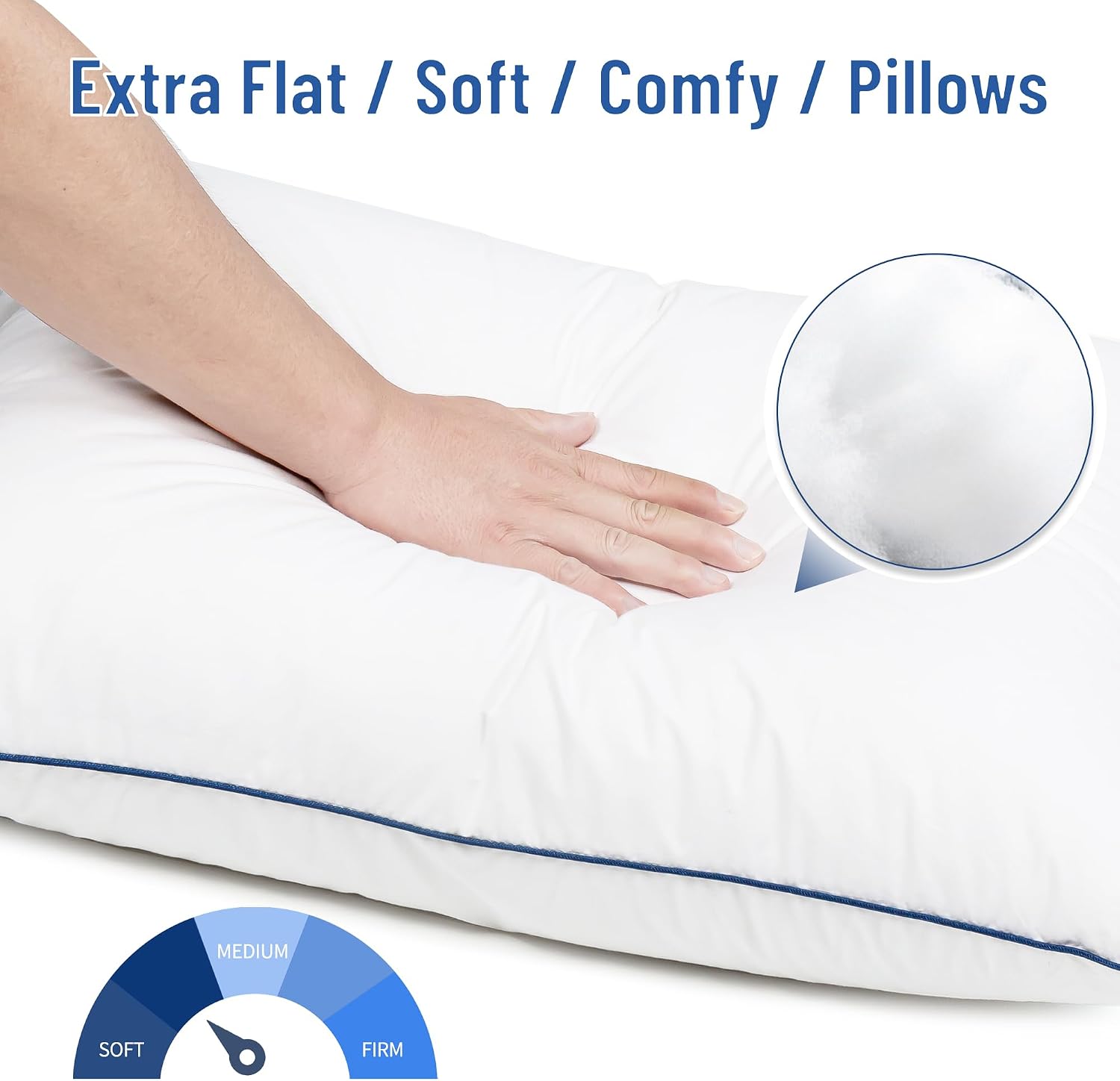 Silui Flat Soft Thin Pillows Standard Size Set of 2 Pack Bed Pillow with Down Alternative Fill for Side Back Stomach Sleepers, 20x26 Inches…