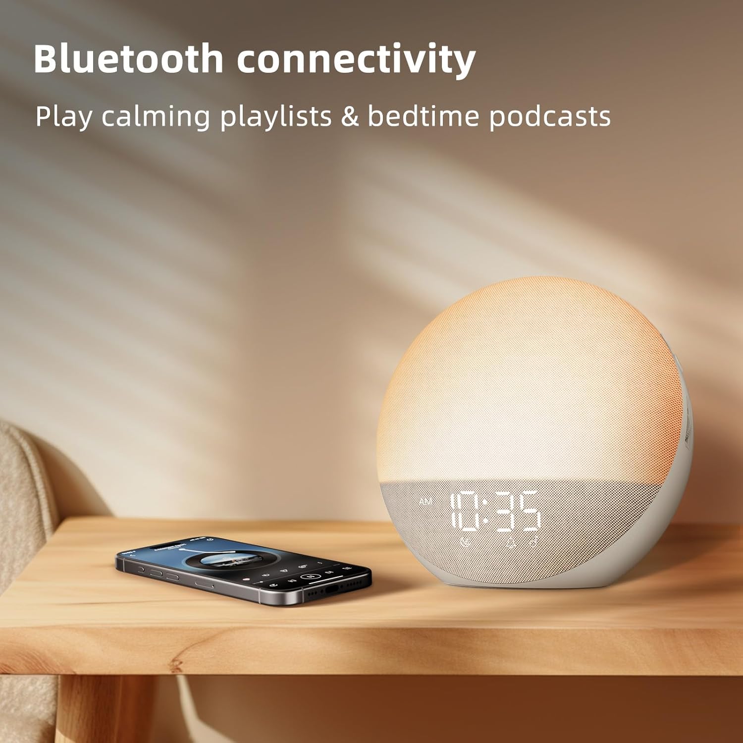 Sunrise Alarm Clock White Noise Machine: Natural Wake Up Light - Dimmable Clock with Bluetooth Speaker for Bedroom - 25 Sleep Sounds for…