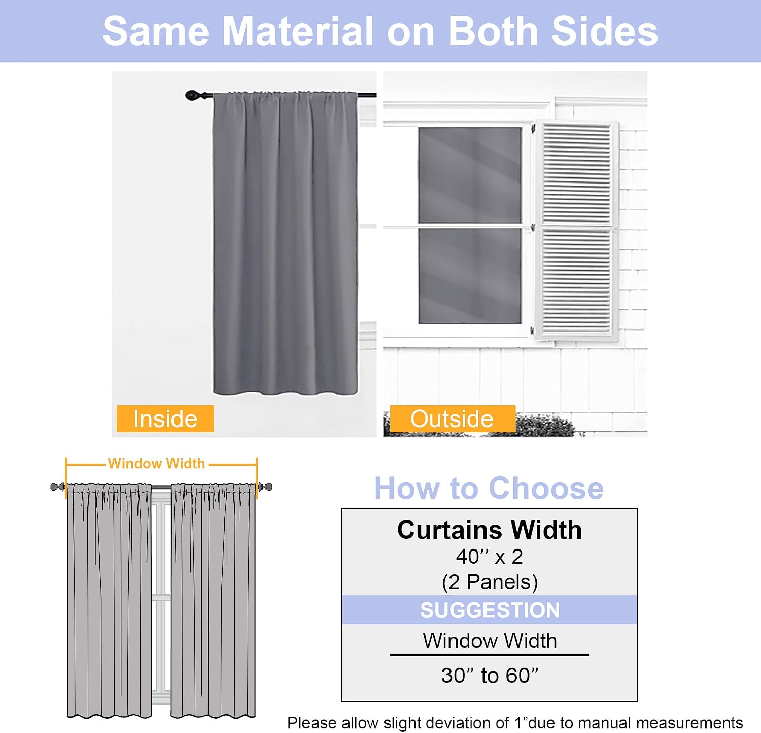 Simplebrand Ava Light Grey Blackout Curtains for Bedroom 90 Inches Long 2 Panels Set, Solid Privacy Energy Saving Living Room Window Treatm…