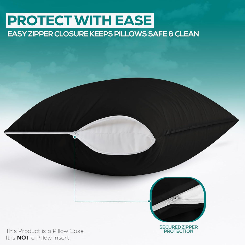 Utopiabedding Utopia Bedding 100% Waterproof Pillow Protectors with Zipper Standard Size (Set of 2), Bed Bug and Dust Mite Proof Zippered P…