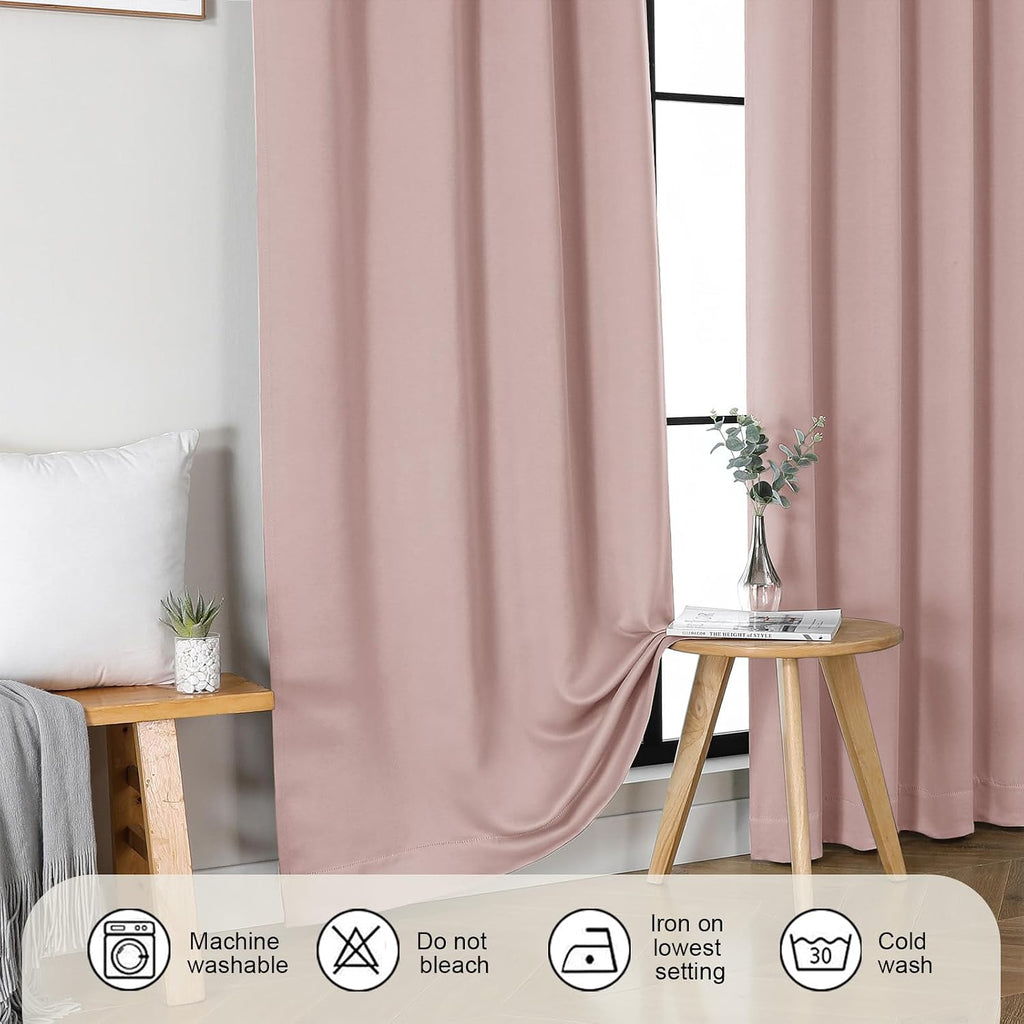 Gwine Valentine's Day Blush Pink Short Curtains 36 Inches Long, Small Half Window Cafe Curtains Thermal Insulated Room Darkening Blackout…