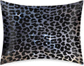 Galaxy Black Skin Leopard Satin Silk Pillowcase for Hair and Skin Pillow Cases Standard Size Soft Silk Pillow Case with Envelope Closure…