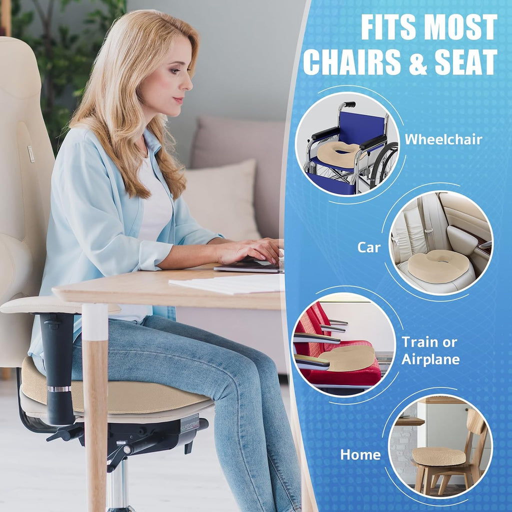 BlissTrends Donut Pillow Seat Cushion, Donut Chair Cushions for Postpartum Pregnancy & Hemorrhoids, Tailbone Cushion, Memory Foam Lifting C…