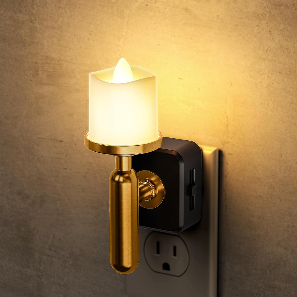 Briignite Flameless Candle Night Light, Night Lights Plug into Wall, LED Candle Night Light with Light Sensor, 0-100LM Dimmable…