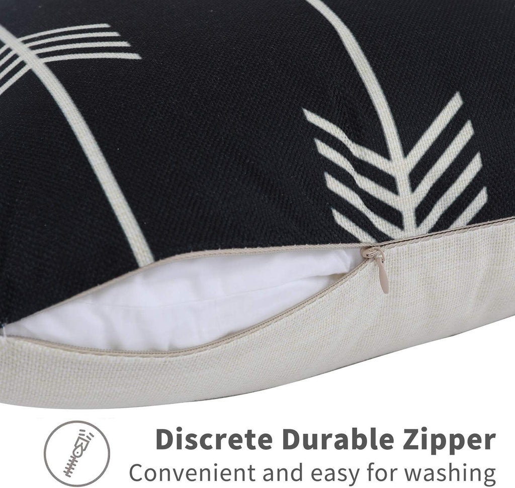 Tosewever Set of 4 Decorative Geometric 12 x 20 Inches Throw Pillow Covers - Modern Pattern Linen Rectangle Pillow Cushion Case for Sofa Co…