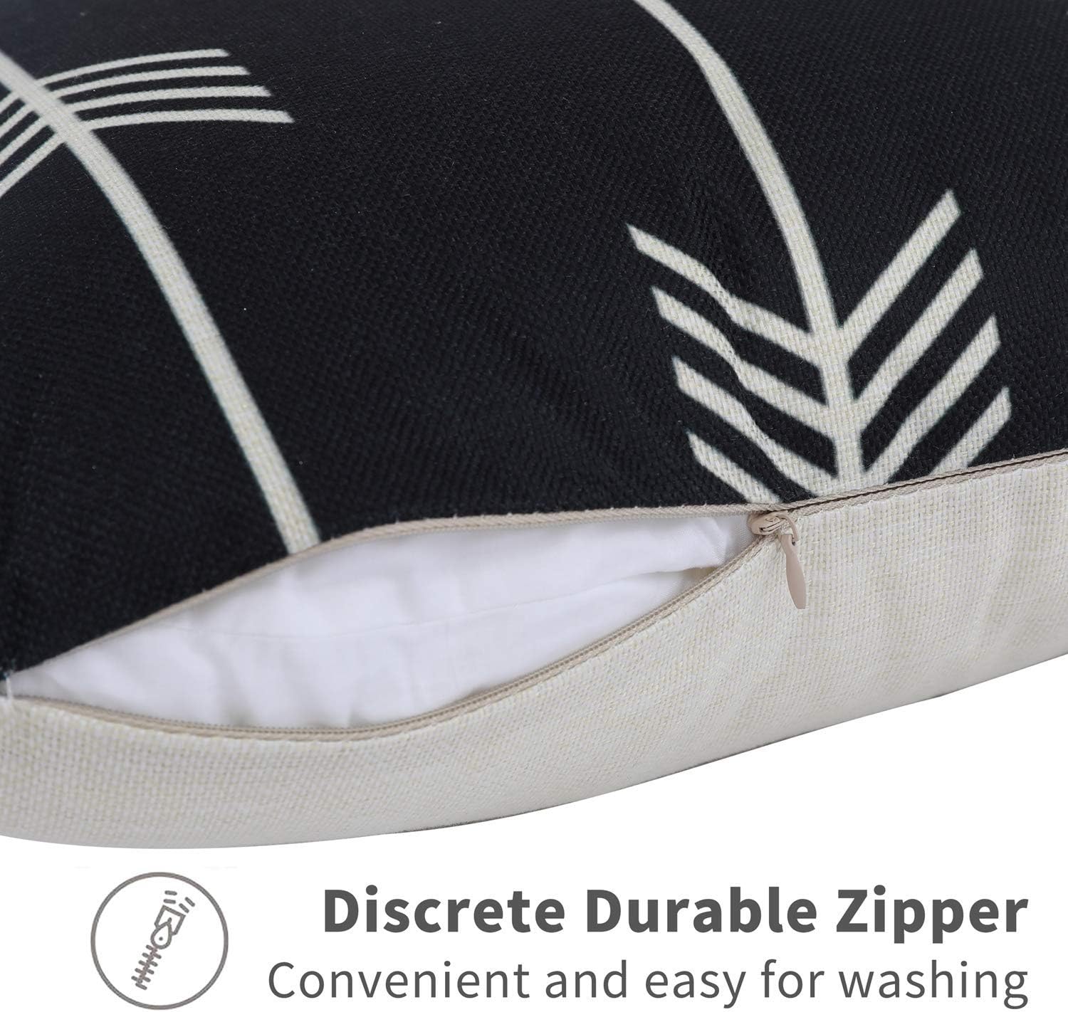 Tosewever Set of 4 Decorative Geometric 12 x 20 Inches Throw Pillow Covers - Modern Pattern Linen Rectangle Pillow Cushion Case for Sofa Co…
