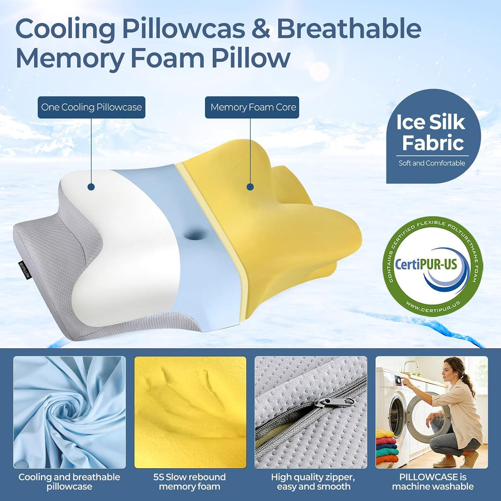 Bespillow Cervical Neck Pillow for - Ergonomic Pillow Side Sleeper Pillow for Sleeping, Orthopedic Memory Foam Pillow for Neck Support, Con…