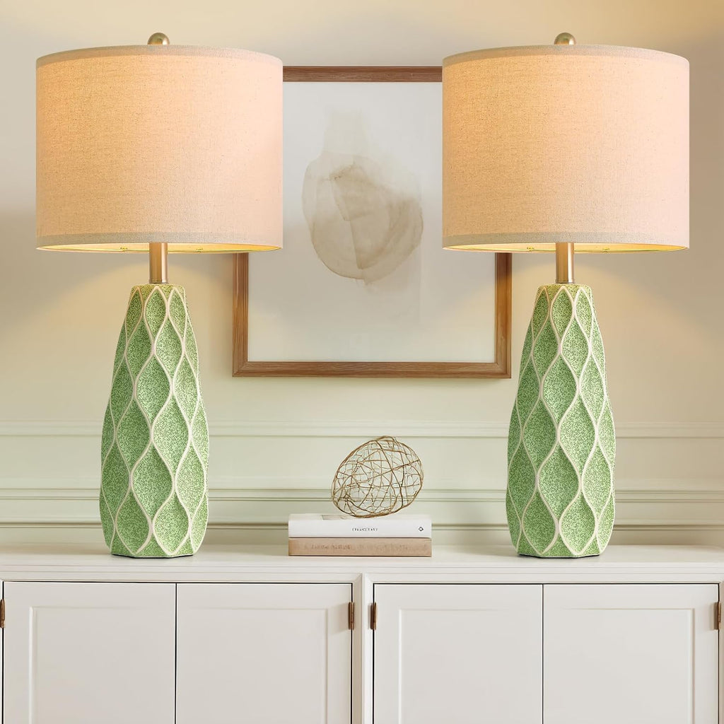 27.5" Ceramic Table Lamps for Living Room Bedroom Lamps Set of 2 Modern Boho Bedside Lamps Night Stands Farmhouse Vintage Large…