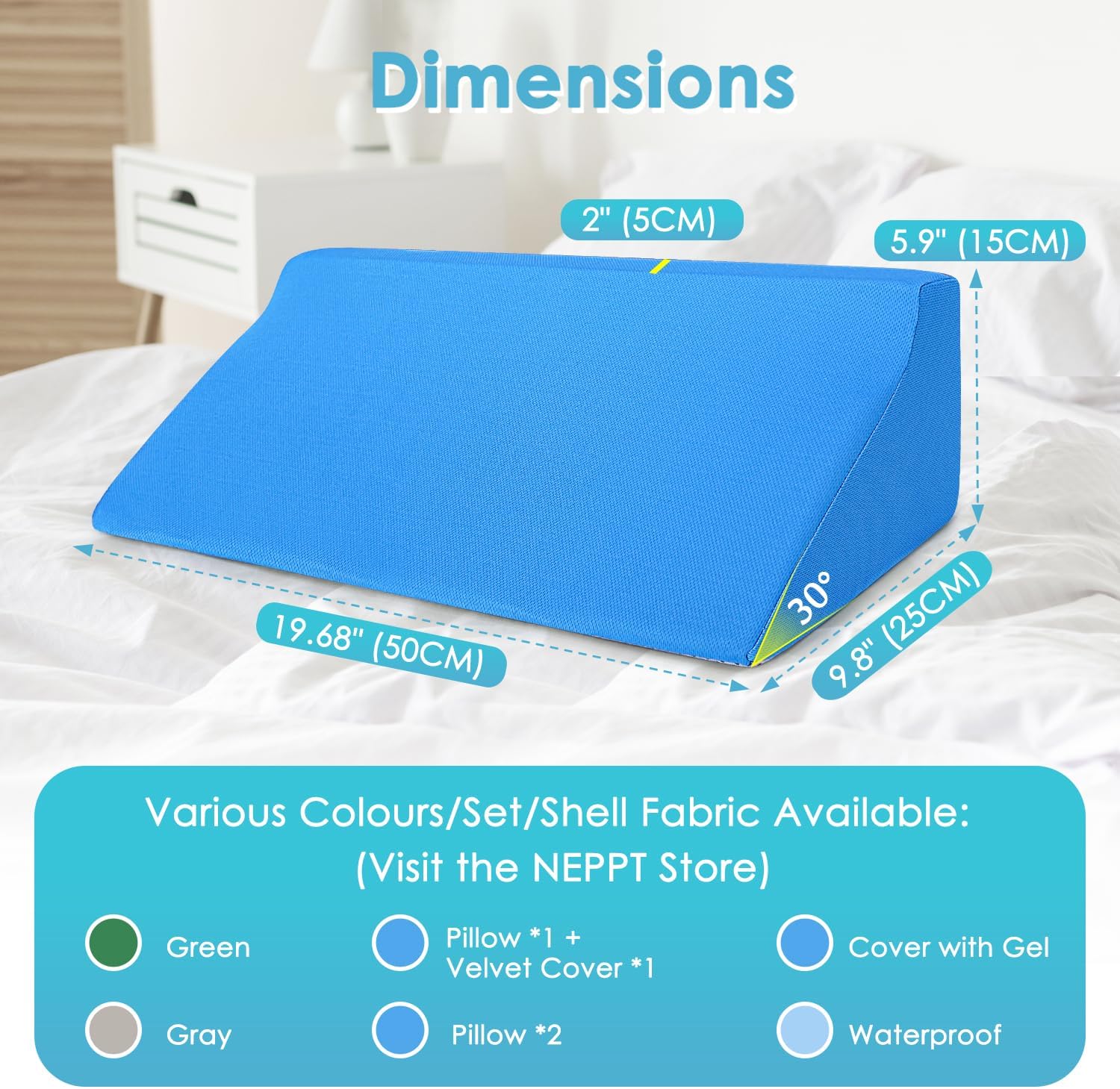 NEPPTthy Bed Wedge Pillow For Sleeping Seniors Post Surgery Incline Pillow Bedsore Pressure Relief Cushions For Butt Lifting Patient Tu…
