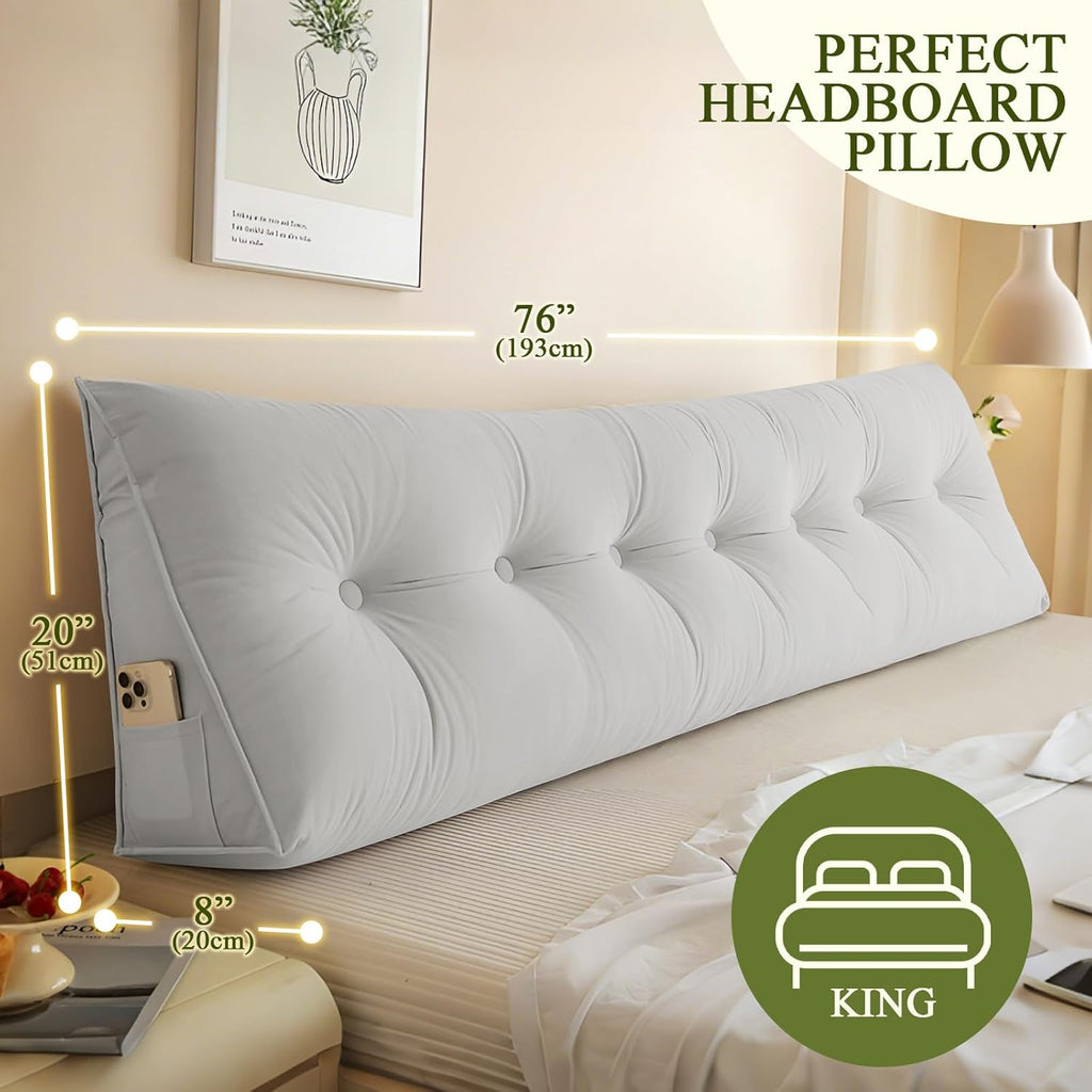 DANGHOOGY Headboard Pillow King, Large Triangular Wedge Headboard Pillow for Reading and Resting, Backrest Positioning Support Pillow…