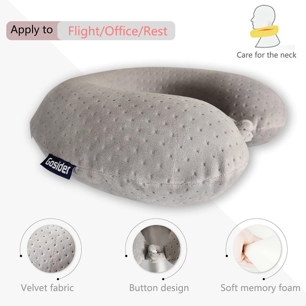Gosider Memory Foam Travel Pillow, Comfortable Travel Neck Pillow U Shape, Support Neck and Head to Relieve Fatigue, Portable Neck Pillow S…