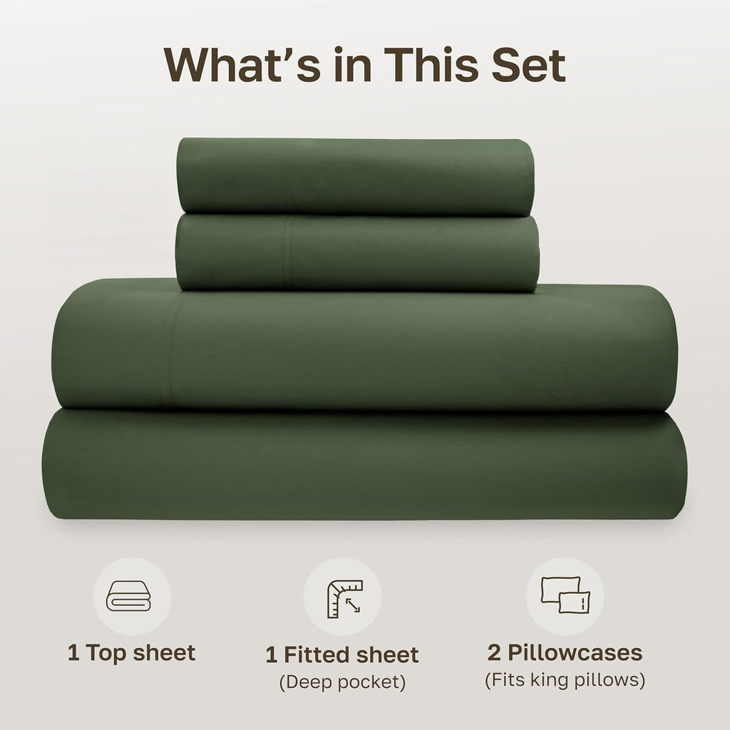 CaliforniaDesignDen California Design Den Soft 100% Organic Cotton Bed Sheets California King Size Set with Deep Pockets - Crisp Percale Sh…