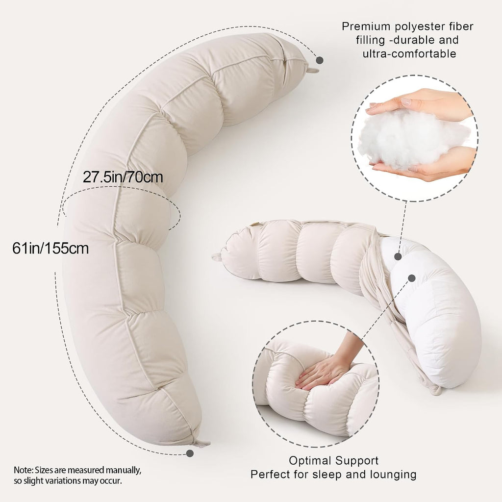 Peallow(Pat. Pend) – Long Round Body Pillow for Adults, Bolster Pillow for Sleeping, Soft and Supportive Pillow for Sleeping & Lumbar…