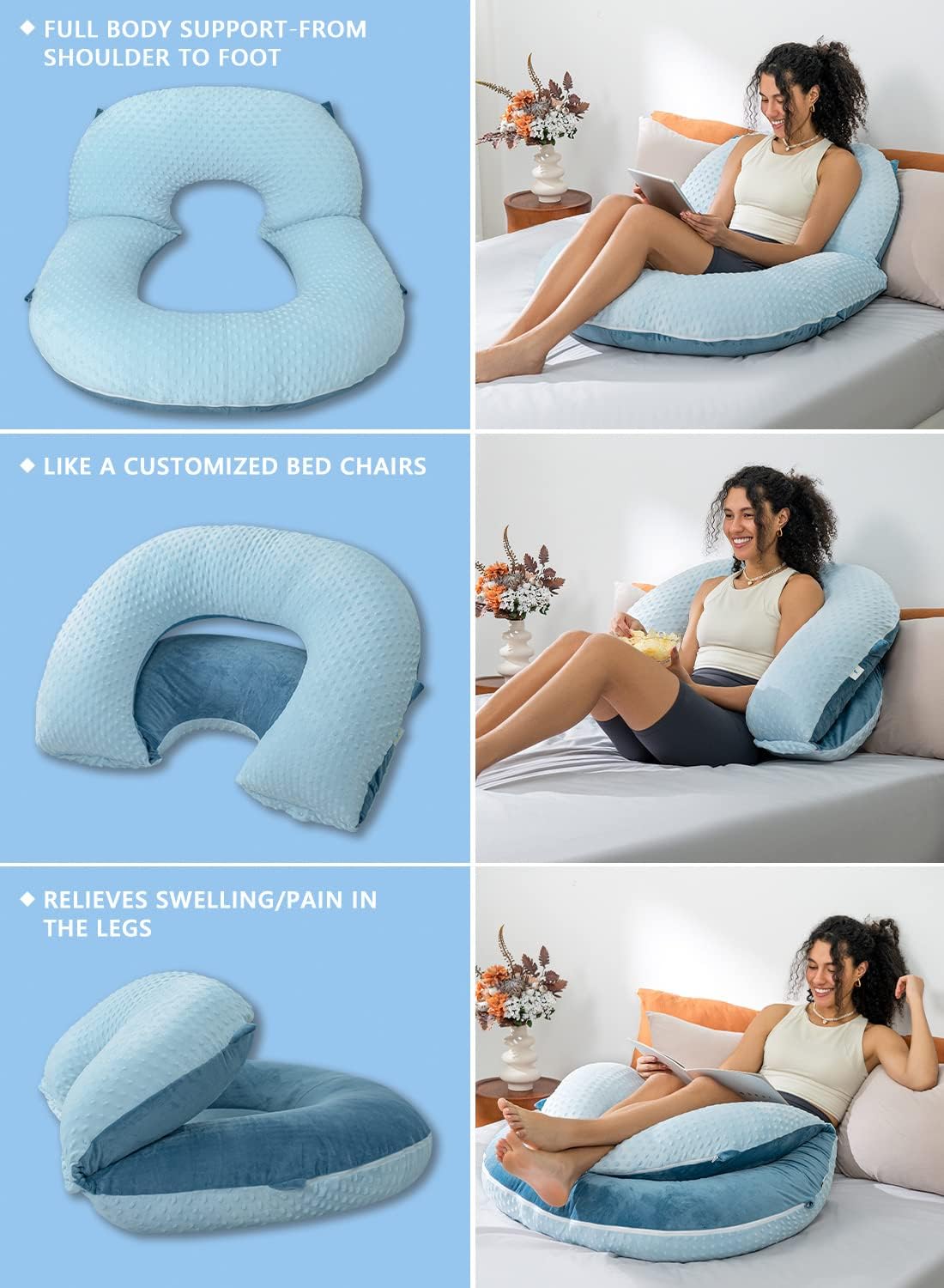 Insen Reading Pillow, Back Pillow for Sitting in Bed for Reading, Nurse & Relax, Reading Pillow for Adults, Moms & Kids, Sit Up Pillow for…