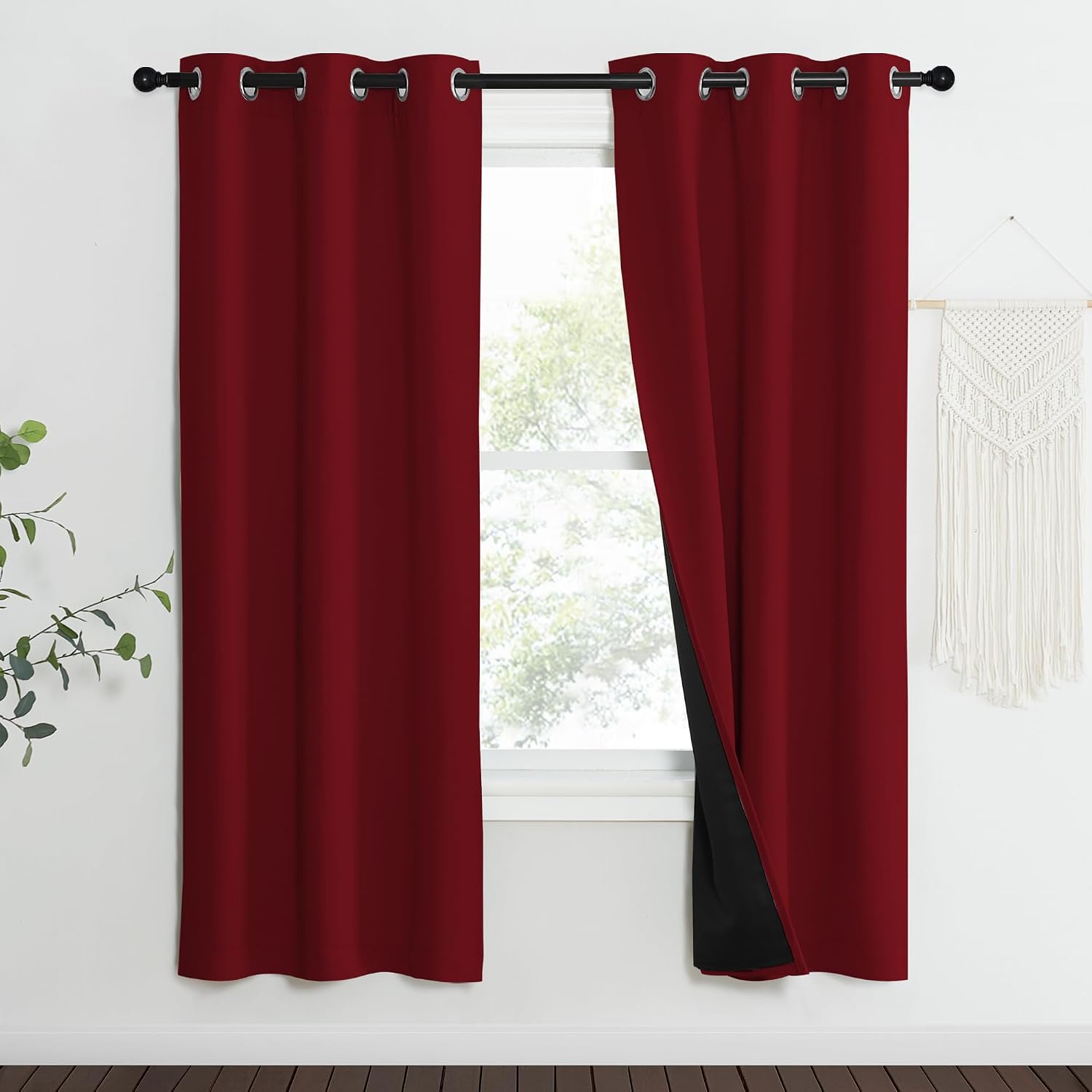 Nicetown 100% Blackout Curtains with Black Liner Backing, Thermal Insulated Curtains for Living Room, Noise Reducing Drapes for Christmas,…