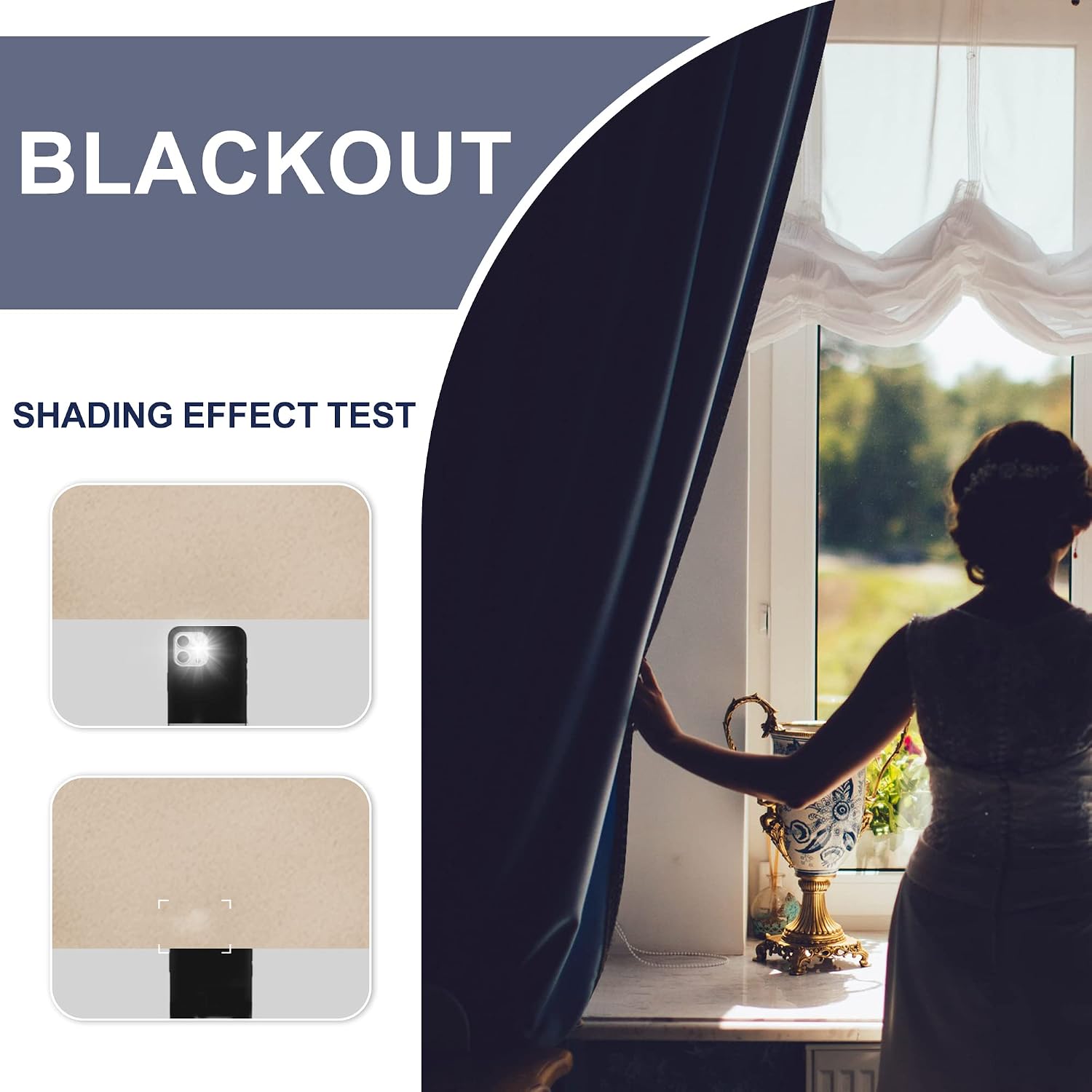 Jiuzhen Blackout Curtains for Bedroom - Thermal Insulated Room Darkening Noise Reducing, 52 x 45 Inch Length Curtains for Living Room, Set…