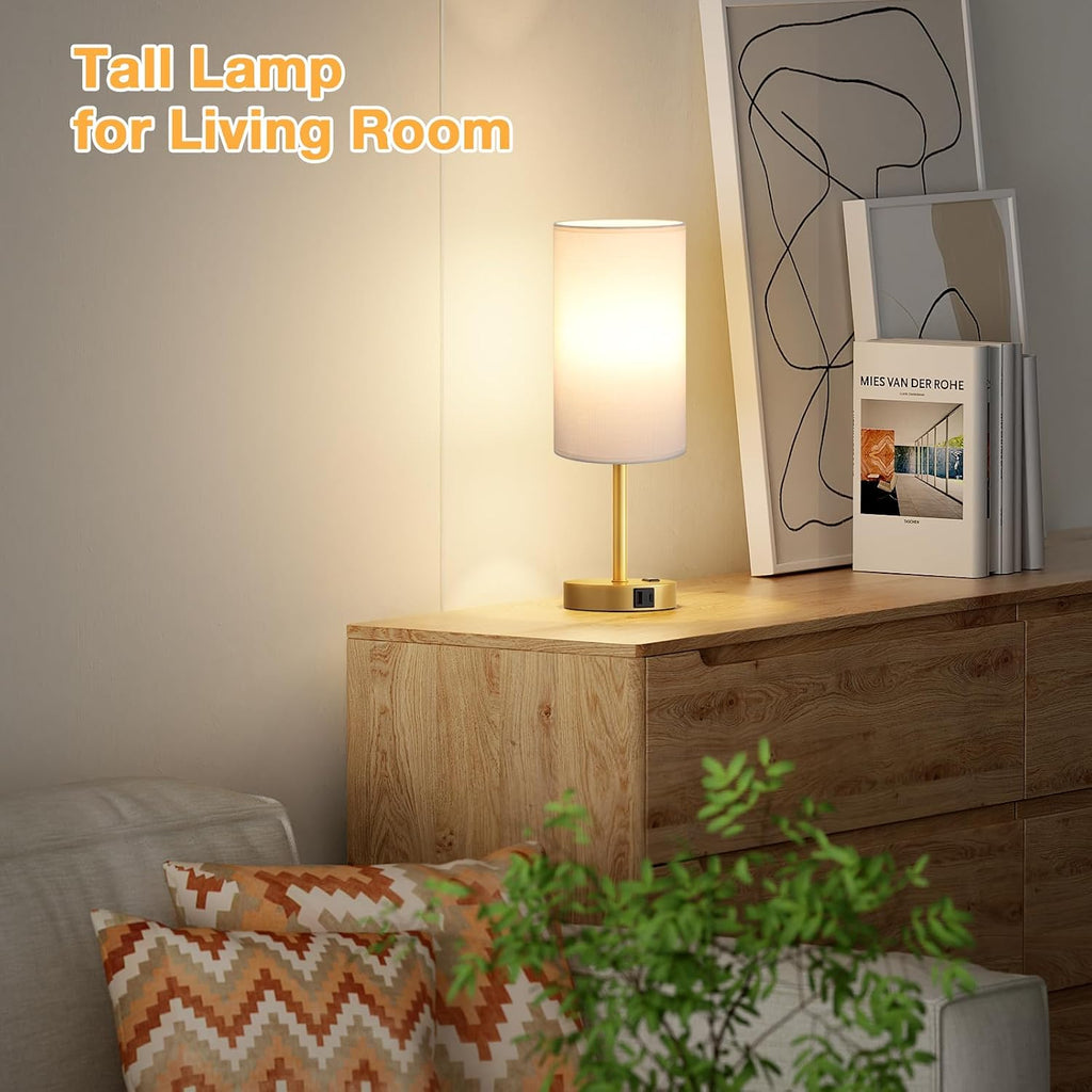 Dicoool Touch Bedside Table Lamp with USB - 3 Way Dimmable Gold Lamp for Bedroom Nightstand, Desk Lamp with Charging Station for Dorm…