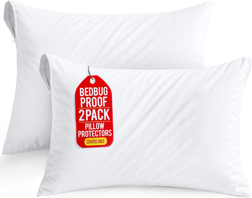 Utopiabedding Set of 2 Pillow Protectors with Zipper Queen Size, Bed Bug and Dust Mite Proof Pillow Covers, Ultra Soft Pillow Encasements,…