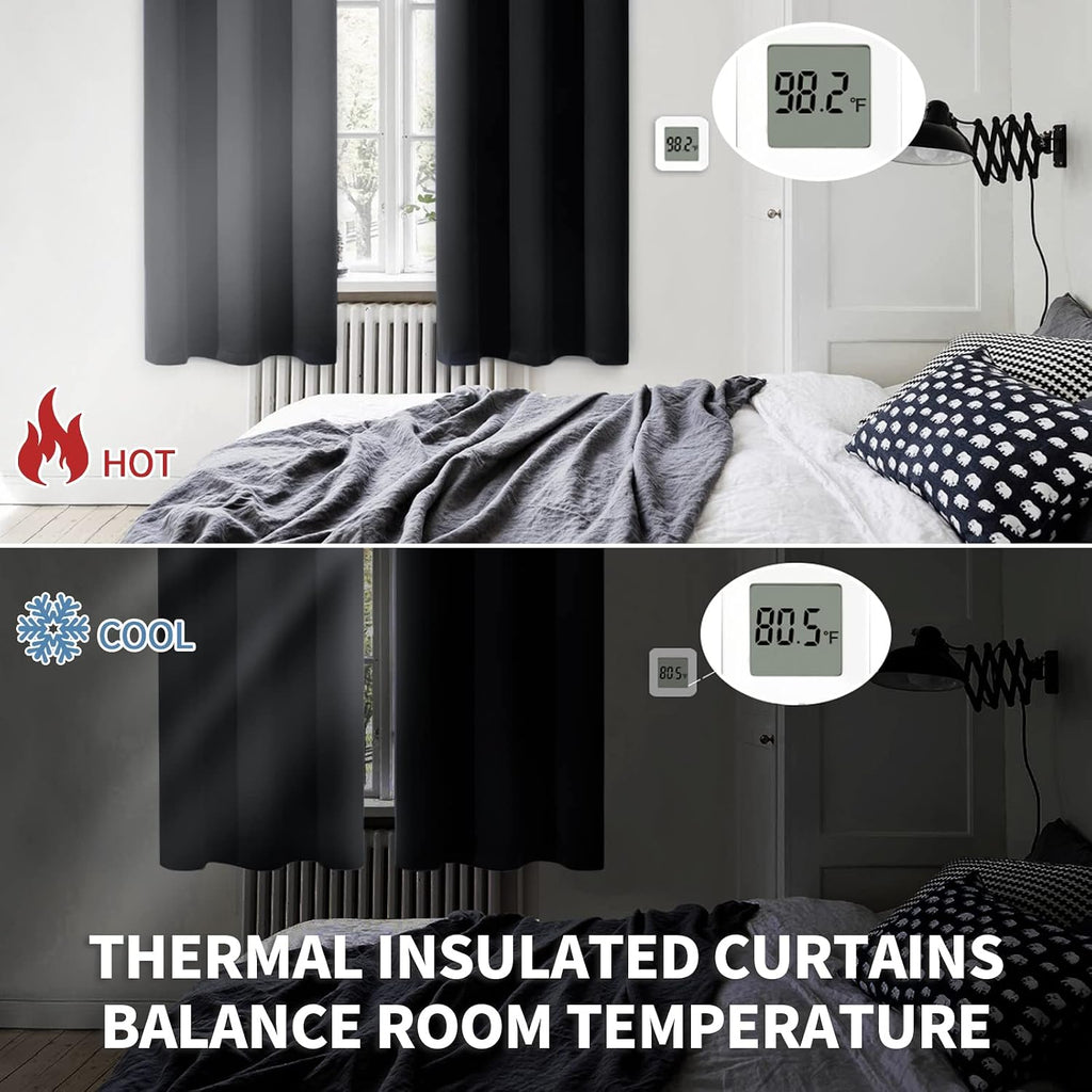BGment Blackout Curtains for Living Room - Grommet Thermal Insulated Room Darkening Curtains for Bedroom, Set of 2 Panels (52 x 72 Inch, Bl…