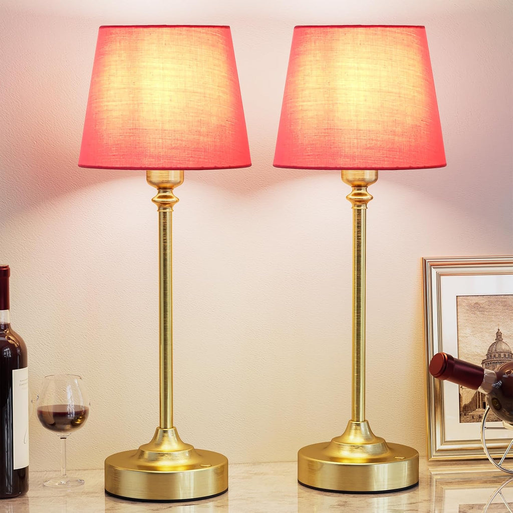 Cordless Table Lamps Rechargeable Set - 2 Pack Brass 4000mAH Battery Operated Lamps for Decor, 3000K Stepless Dimming Touch Control…