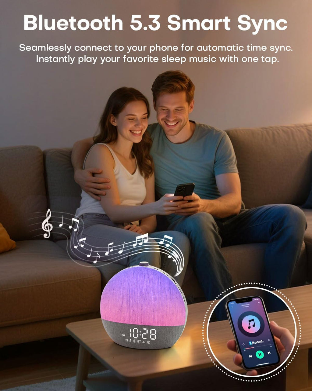 Sunrise Alarm Clock, White Noise Sound Machine, Sunlight Alarm Clocks for Bedrooms, 9 Natural Wake Up RGB Night Light, 30 Soothing Sounds…