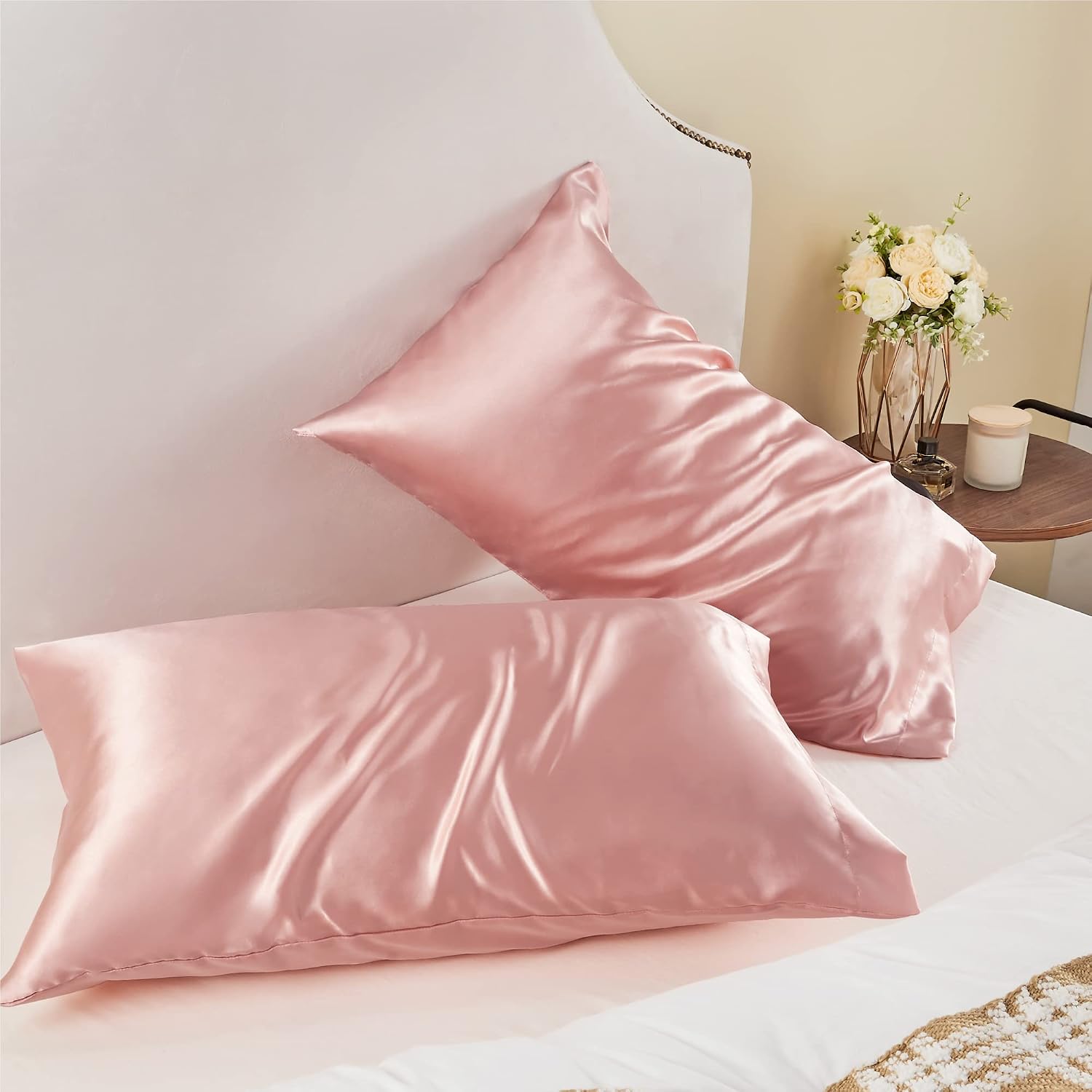 Bedelite Satin Pillowcase for Hair and Skin, Super Soft and Cooling Similar to Silk Pillow Cases 2 Pack with Envelope Closure, Gift for Wom…