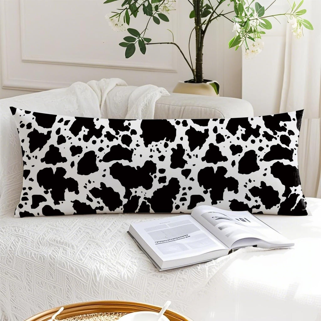 Cow Print 20x54 Body Pillow Cover, Rustic Farmhouse Decor, Black and White Cow Cowhide Skin Print Decorative Long Body Pillow Cases for…