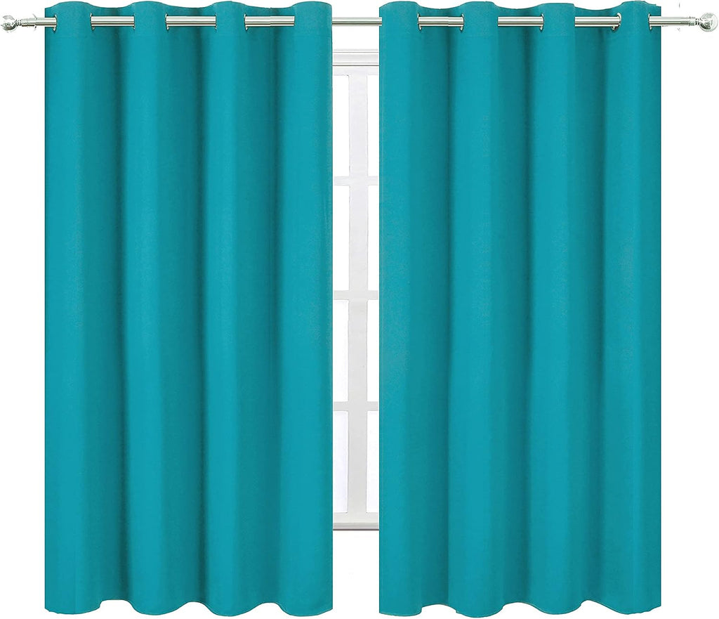 Lemomo Teal/Turquoise Kids Blackout Bedroom Curtains/52 x 63 Inch/Set of 2 Panels Thermal Insulated Living Room Curtains 63 Inch silver